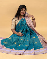 SC3471 - Silk Saree With Checked Gold Butta